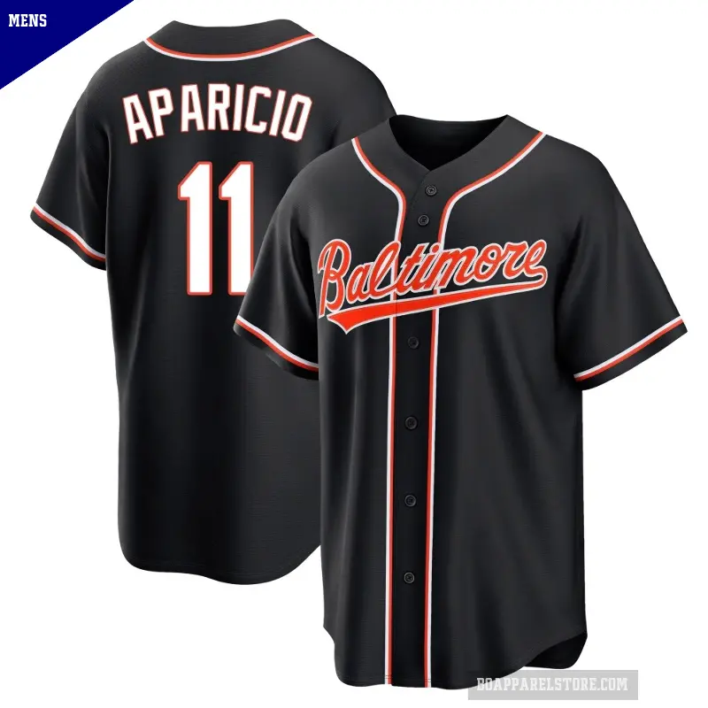 Men's No.11 Luis Aparicio Baltimore Orioles Black Replica Fashion Out Jersey