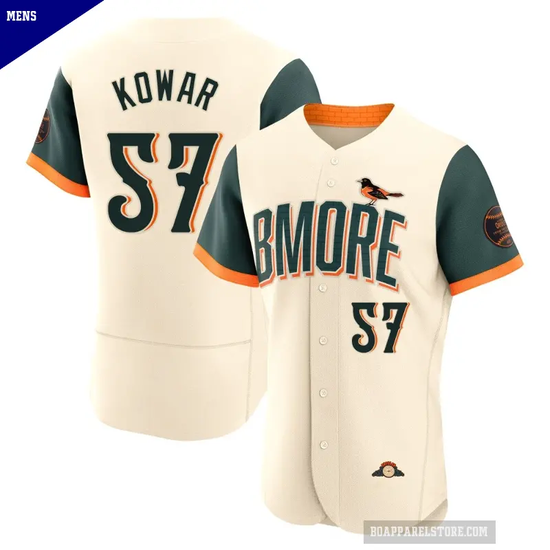 Men's No.57 Jackson Kowar Baltimore Orioles Cream Authentic 2026 City Connect Stadium Jersey