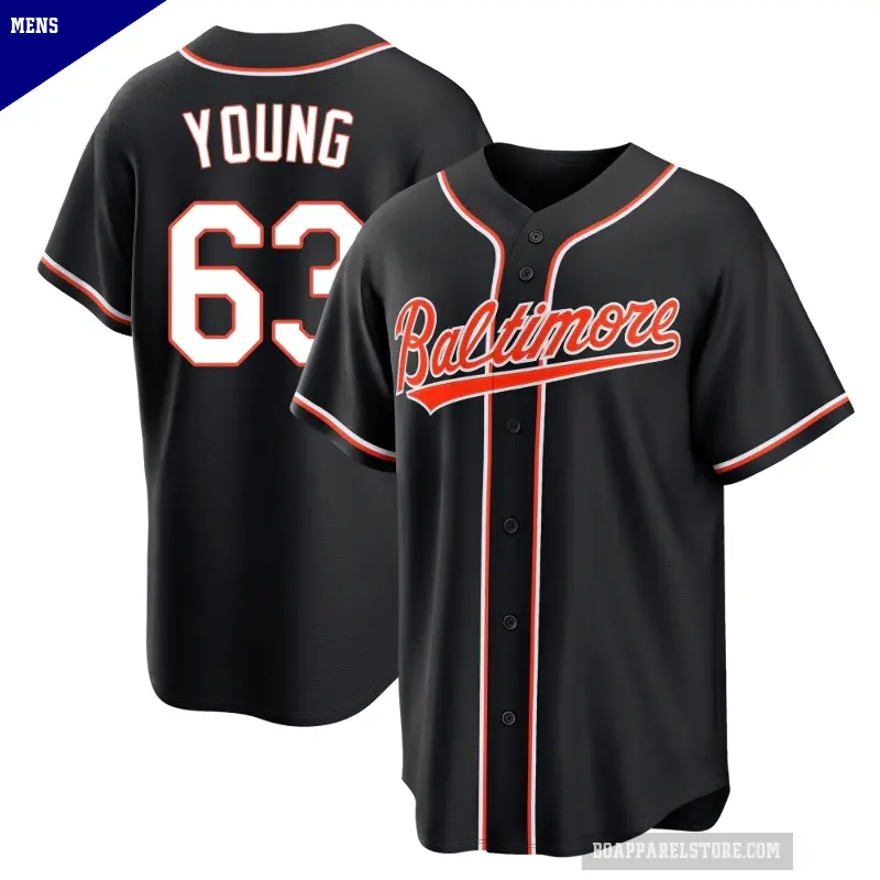 Men's No.63 Brandon Young Baltimore Orioles Black Replica Fashion Out Jersey