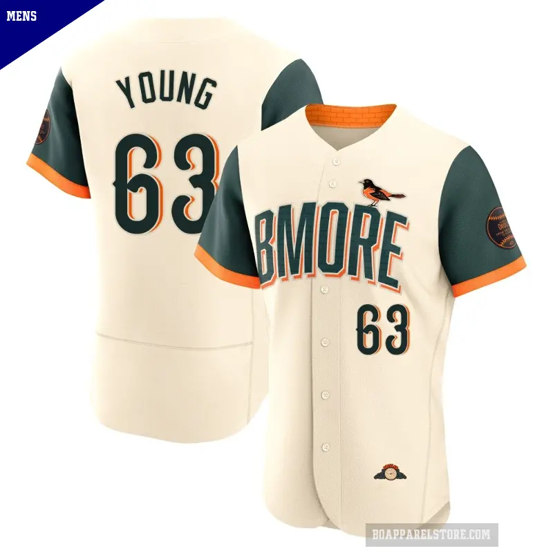 Men's No.63 Brandon Young Baltimore Orioles Cream Authentic 2026 City Connect Stadium Jersey