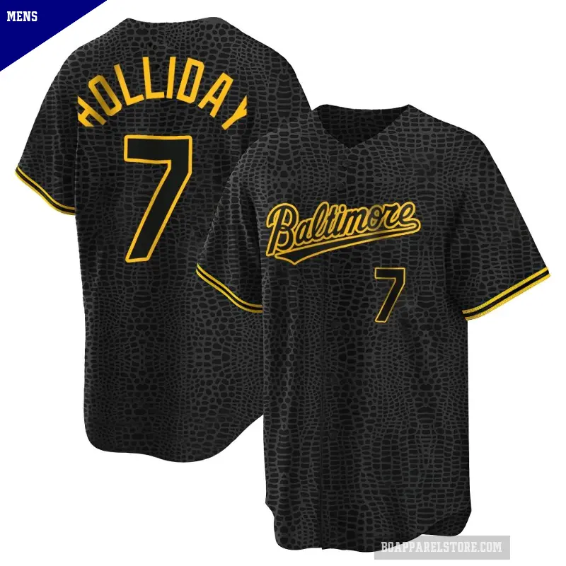 Men's No.7 Jackson Holliday Baltimore Orioles Black Replica Snake Skin City Jersey