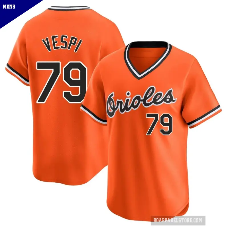 Men's No.79 Nick Vespi Baltimore Orioles Orange Limited Cooperstown Collection Jersey