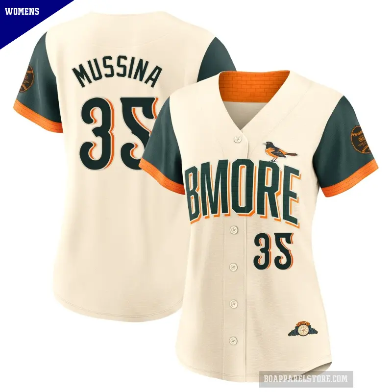 Women's No.35 Mike Mussina Baltimore Orioles Cream Limited 2026 City Connect Stadium Jersey
