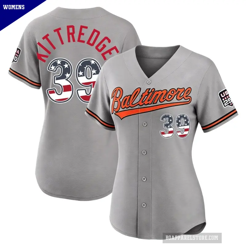 Women's No.39 Andrew Kittredge Baltimore Orioles Gray Limited USA 250 Fourth Of July Road Stadium Jersey