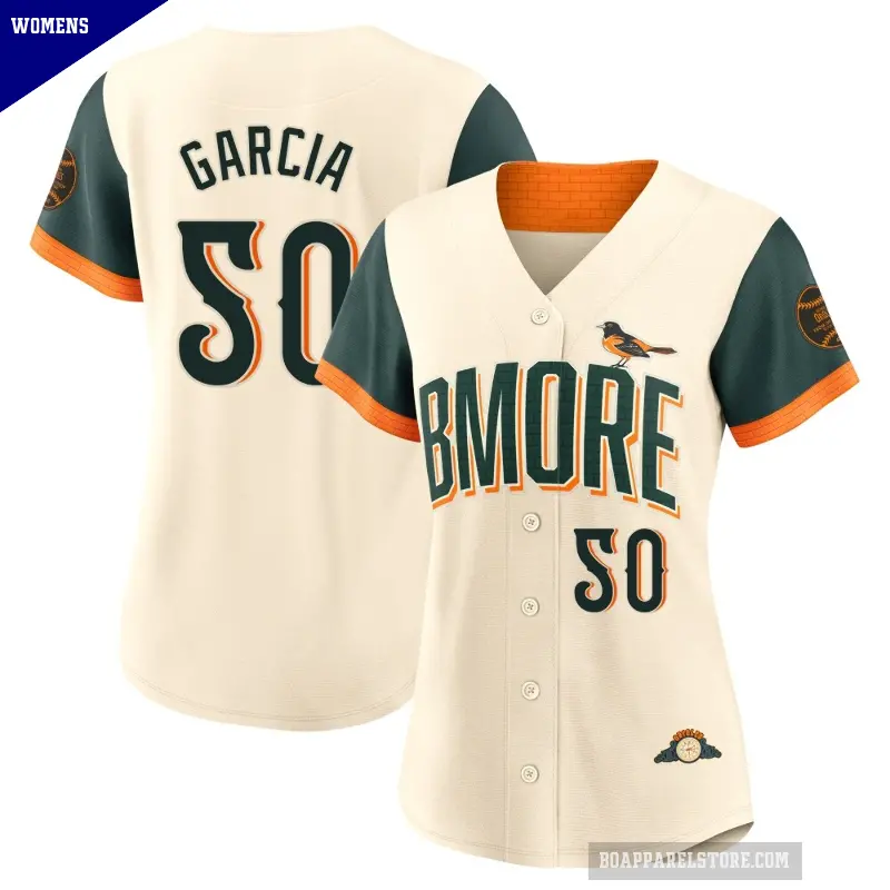 Women's No.50 Rico Garcia Baltimore Orioles Cream Limited 2026 City Connect Stadium Jersey