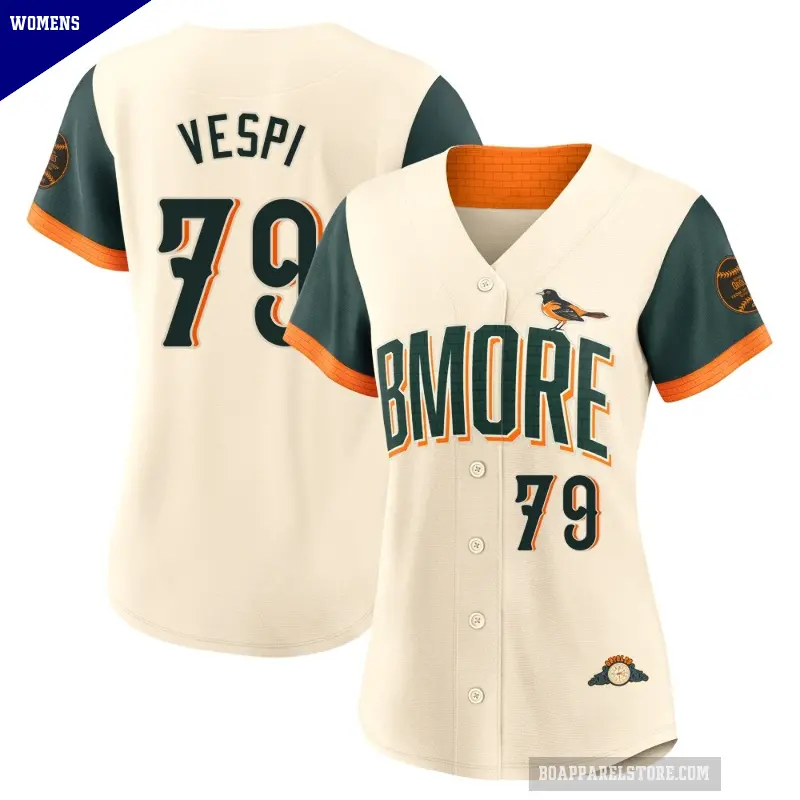 Women's No.79 Nick Vespi Baltimore Orioles Cream Limited 2026 City Connect Stadium Jersey
