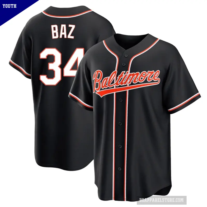 Youth No.34 Shane Baz Baltimore Orioles Black Replica Fashion Out Jersey
