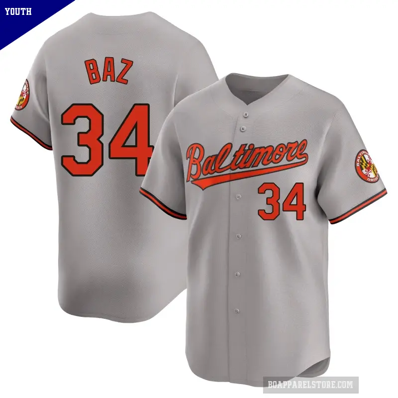 Youth No.34 Shane Baz Baltimore Orioles Gray Limited Road Jersey