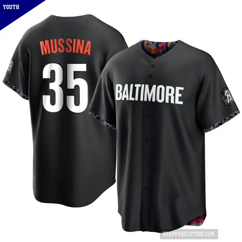 Youth No.35 Mike Mussina Baltimore Orioles Black Replica 2023 City Connect Jersey
