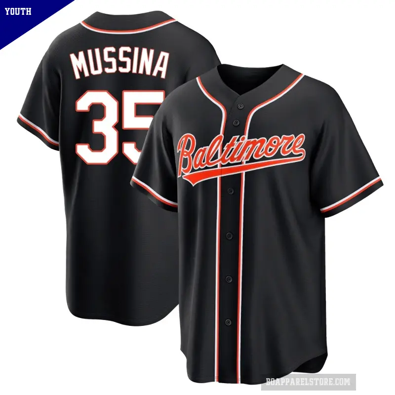 Youth No.35 Mike Mussina Baltimore Orioles Black Replica Fashion Out Jersey
