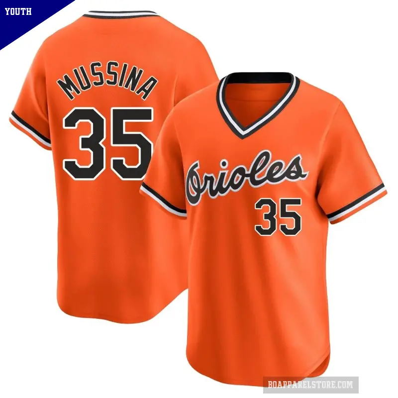 Youth No.35 Mike Mussina Baltimore Orioles Orange Limited Cooperstown Collection Jersey