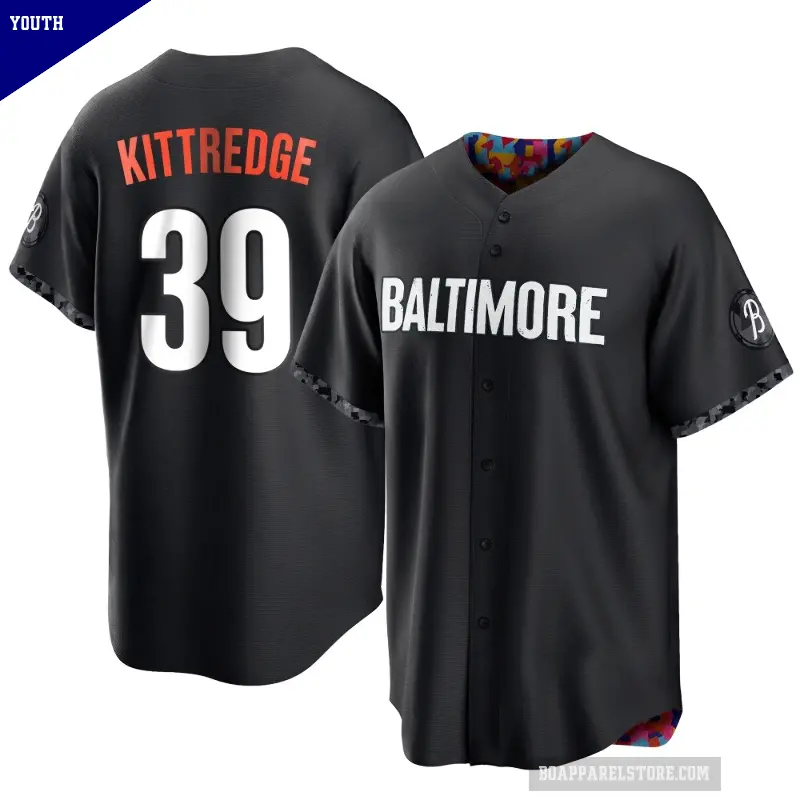 Youth No.39 Andrew Kittredge Baltimore Orioles Black Replica 2023 City Connect Jersey