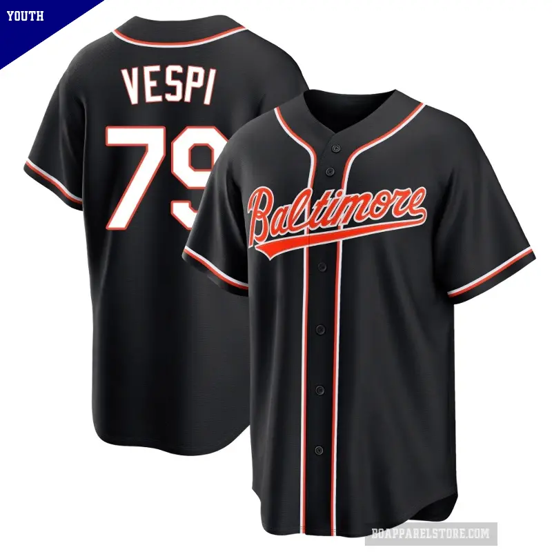 Youth No.79 Nick Vespi Baltimore Orioles Black Replica Fashion Out Jersey